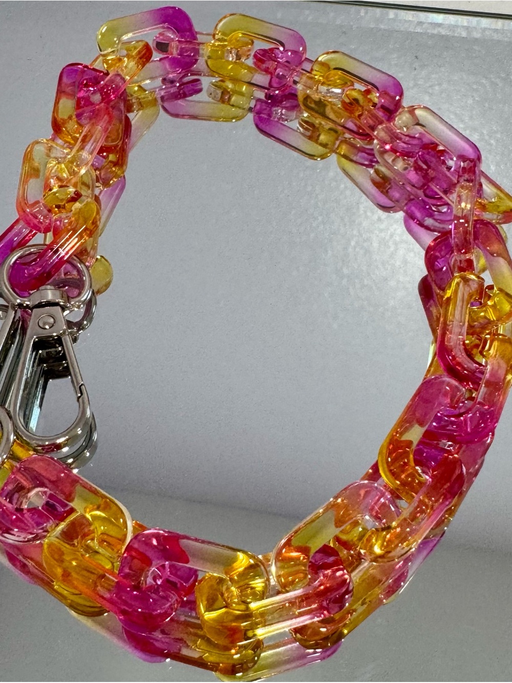 Clear Pink & Yellow Acrylic Chain